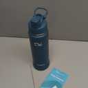 Insulated Water Bottle with Silicone Boot (36hrs Cold/18hrs Hot) - DIY Stickers, Leakproof, BPA Free, 24 oz [2-IN-1 LID] (Cyan)