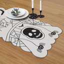 2 x Simplebrand Fall Halloween Table Runner 70 Inches Long, Cutwork Embroidered Black Spiders, Bats and Skull Dresser Scarf for Home Dining Holiday Autumn Halloween Thanksgiving Decor, 13 x 70 Inch