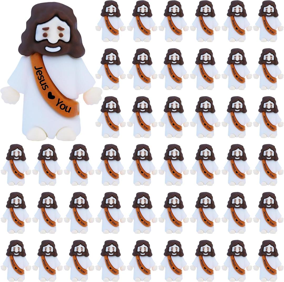 ILHSTY 50 Pcs Little Jesus Figures  Mini Rubber Jesus Toys Jesus Love You for Easter Egg Fillers Egg Hunts Religious Party Favors Gifts Hide and Seek Baptism Gifts Sunday School (Brown) ILHSTY 50 Pcs Little Jesus Figures  Mini Rubber Jesus Toys Jesus Love You for Easter Egg Fillers Egg Hunts Religious Party Favors Gifts Hide and Seek Baptism Gifts Sunday School (Brown)