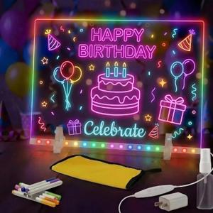 17" Led Drawing Board with 7 Colors,Light Up Cosmody Drawing Board,Glowing Acrylic Dry Erase Board with Light,Lumiboard Led Boards,Holiday Gifts for Kids Girls Teens