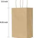Oikss 50 Pack 5.25x3.25x8.25 Inch Small Brown Gift Bags with Handles Bulk for Birthday Party Favors Grocery Retail Shopping Business Goody Kraft Craft Paper Bags Cub Sacks (Plain Natural 50 Count)