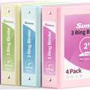 SUNEE 3 Ring Binders 2 Inch 4 Pack, Clear View Binder Three Ring PVC-Free (Fit 8.5x11 Inches) for School or Office Supplies, Assorted Pastel