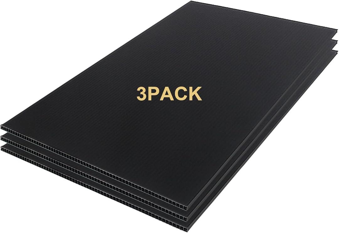 YDisplay 3Pack Poster Board 2436 Corrugated Plastic Board 3/16 Inches Thick Blank Board for School Projects,Craft,Art & Display,Black
