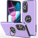 for Moto Edge 2022 Case for Motorola Moto Edge 2022 Case Military Grade Shockproof Built-in Ring Holder Kickstand Car Mount Protective Case for Moto Edge 2022 Phone Case (Purple)