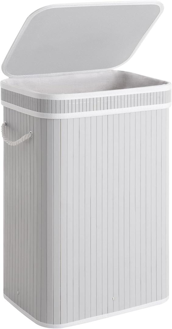 StorageWorks Laundry Hamper with Lid, Foldable Bamboo Laundry Basket, Clothes Hamper with Handles, Organizer and Storage for Laundry Room, Bedroom, Dorm, Grey StorageWorks Laundry Hamper with Lid, Foldable Bamboo Laundry Basket, Clothes Hamper with Handles, Organizer and Storage for Laundry Room, Bedroom, Dorm, Grey