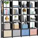Mavivegue Book Shelf, 20 Cube Storage Organizer, DIY Bookcase, Metal Cube Bookshelf,Tall Book case for Bedroom, Living Room,Office,Closet Storage Organizer, Black Cubicle Storage Rack