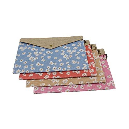 Enyuwlcm Felt Folder Case Decorative A4 File Folder Document Holder Portfolio Envelope Floral Style with Snap Closure for Women Girls 2 Packs