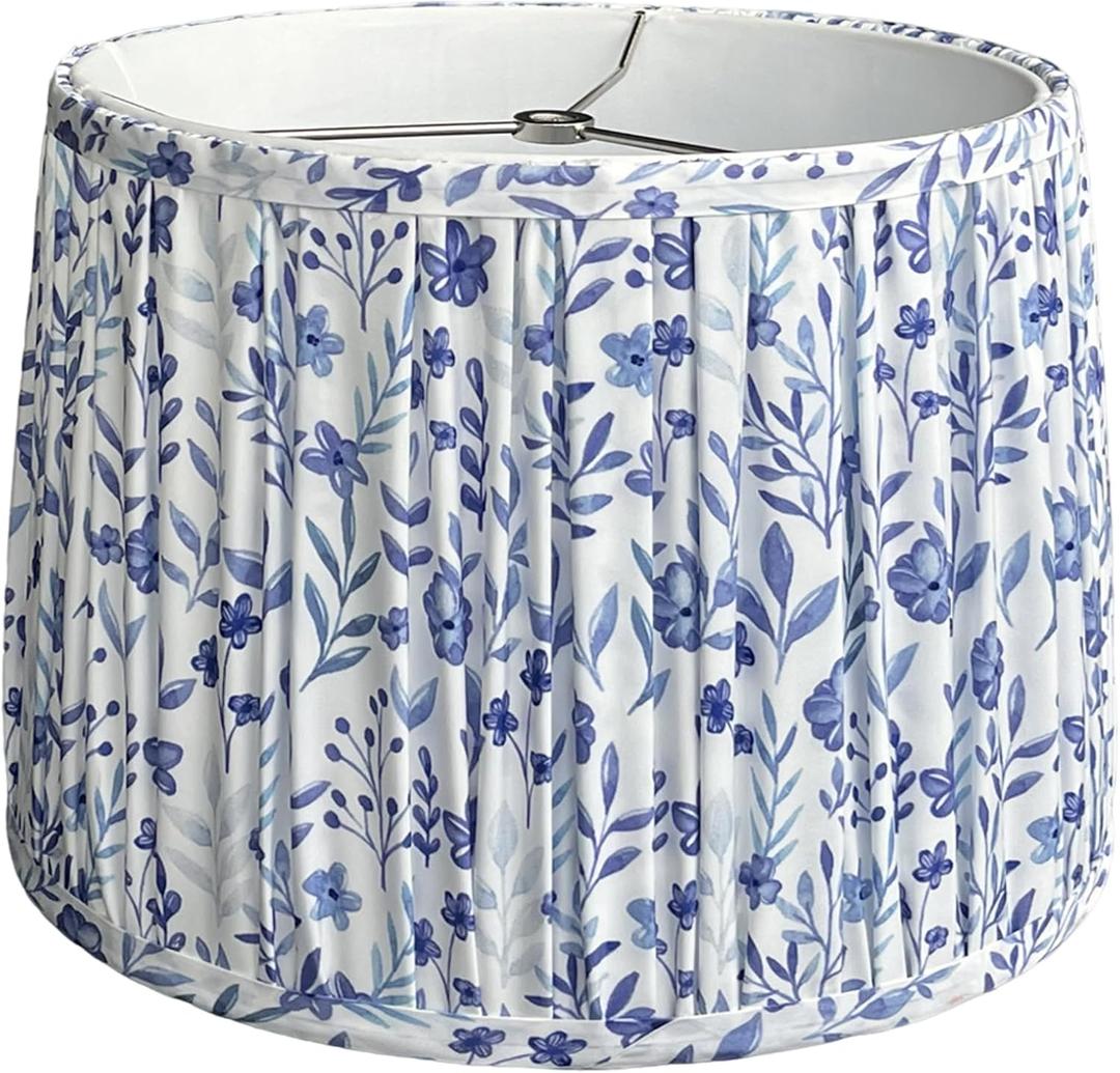 Fabric Pleated Lamp Shades, 14.5" Top x 16" Bottom x 10" High (Spider) Contemporary Lamp Shades for Table Lamps & Bedside Lamps Replacement Drum Lampshade - Assembly is Required