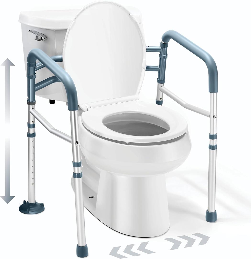 Medical king Toilet Safety Rail - Adjustable Detachable Toilet Safety Frame with Handles Heavy-Duty Toilet Safety Rails Stand Alone - Toilet Safety Rails for Elderly, Handicapped - Fits Most Toilets