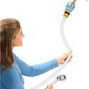 Slip-On Tub Hose - Flexible Bathtub Faucet Sprayer Attachment for Cleaning & Pet Care -Dog Shower Hose- No Installation - Fits Faucets Up to 3" Wide - Portable