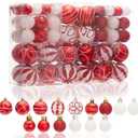 100Pcs Elegant Christmas Balls Set Christmas Tree Ornaments with Glitter and Patterns Bulk Ornaments for Tree as Festive Christmas Decor Xmas Ball Set Red White