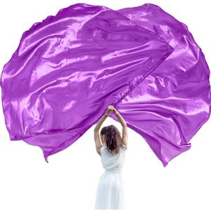 Jetec 2 Set 55" Praise Dance Worship Flags with Scalable Rod Semicircle Worship Angel Wing Flag for Dance Church (Purple)