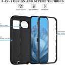 Qinmay Phone Case for Google Pixel 9/9 Pro Case with HD Screen Protector, Heavy Duty Shockproof & Dropproof 3-Layer Cover Phone Case for Pixel 9/9 Pro,Black