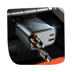 LISEN Retractable Car Charger, 69W Cars Adapter USB C Fast Charger, Car Accessories for Women Men, Christmas for Gifts for Dad Mom, Gifts for Men Women, for iPhone 17 Pro Max Air 16 15 14 13 Plus