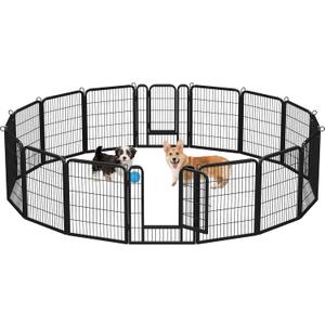 Yaheetech Dog Playpen Outdoor, 32 inch 16 Panels Dog Pen Indoor Heavy Duty Puppy Exercise Pen Metal Pet Fence for RV Camping/Yard/Garden