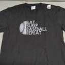Eat Sleep Baseball Repeat Baseball Player Funny Baseball T-Shirt, Large