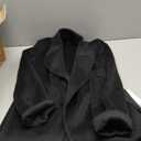 BEINF Women's Wool Blend Coat with Pockets Mid-Long Winter Overcoat, Thick Wool & Pea Coats jacket with Belt, size S