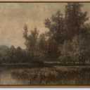 Vintage Landscape Art Prints Forest Lake Scenery Wall Art Moody Swamp Pictures Wall Decor Nature Wilderness Illustrations Fine Art Decor Framed for Living Room Bedroom Farmhouse Office - 12x16 Inch