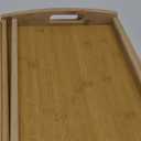 4 Pack Large Bamboo Serving Tray with Handles - 18 x 13 Inch Wooden Dinner Tray, Home Kitchen Decorative Tray, Breakfast Trays for Eating on Couch, Lap Trays, Coffee, Kitchen, Picnic