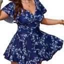 SCOMCHIC Women’s Plus Size Bathing Suit One Piece Swimsuit Swim Dress Tummy Control Ruffle Wrap V Neck Swimwear 3XL