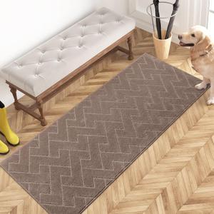 PURRUGS Dirt Trapping Door Mat 24" x 59", Non-Slip Machine Washable Entry Rug, Dog Doormat, Indoor Front Door Mat, Super Absorbent Entryway Rug for Muddy Shoes & Paws, Grayish Brown