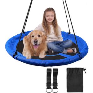 RedSwing 43" Flying Saucer Swing for Kids Outdoor, Large Round Tire Swings for Trees and Swingset, Strong Heavy Duty for Outside Playground, 500LBS Weight Capacity, Blue