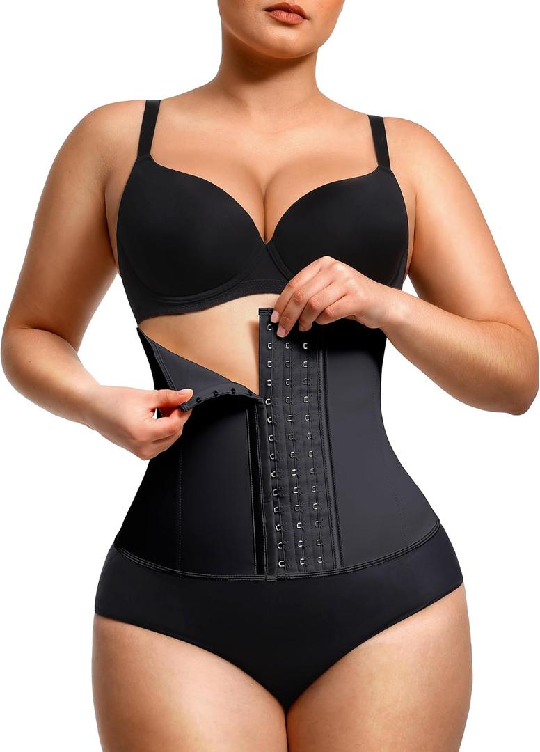 Waist Trainer for Women Latex Underbust Waist Cincher Corset, Tummy Control Corset Sport Girder Hourglass Body Shaper (Small, Black3 Rows Hooks)