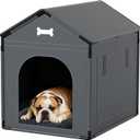 Large Dog House Indoor with Plush Cushion, Dog Kennel for Inside with Sturdy Frame, Waterproof Pet House Suitable for Small Medium Dogs, 27x21x27in, Gray