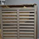 YOPTO 32" W x 38" H,3-Panel Outdoor Air Conditioner Fence,Wooden Outside Wood Privacy Screen,for Pool Equipment Enclosure,Trash Can Enclosures,Air Conditioner,Grey
