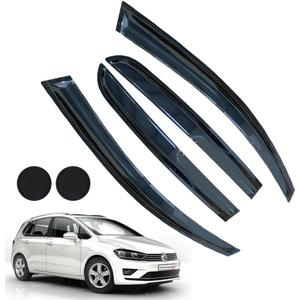 Rain Guards for Volkswagen Golf MK6 Hatchback 2010-2014, Tape-on Side Window Deflectors for Volkswagen Golf, Window Visors for Volkswagen Cars, Car Accessories 4 Rain Guards 2 Car Coasters