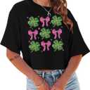 St Patricks Day Shirt Women Crop: Sexy Saint Patricks Day Crop Tops Funny Shamrock Tshirt Irish Graphic Tee (Small, Black01)
