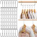 HOUSE DAY 10.5 Inch Closet Space Saving Wardrobe Clothing Magic Hangers Organizer Heavy Chrome Hangers, Updated Hook Design Pack of 8