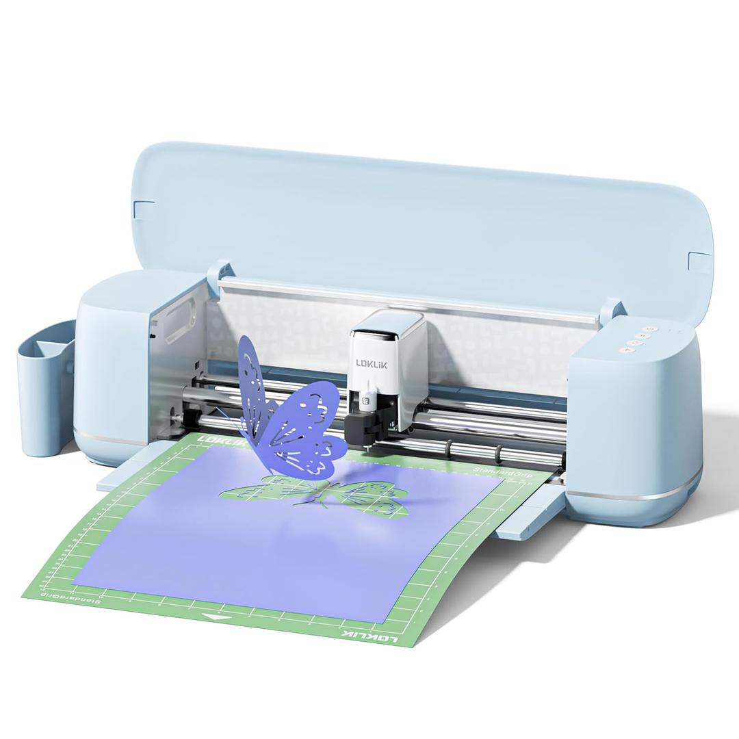 LOKLiK Cutting Machine 2 by HTVRONT - 5 in 1 Vinyl Cutter Machine with 5X Cutting Force, Cuts 100+ Materials, AI Painting, 13'' Smart Die Cutting Machine for All Crafts Cards 3D Arts Home Decor (Bubble Blue)