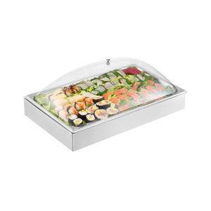 VEVOR Countertop Food Serving Display Container, 1 x 1 Pan Stainless Steel Food Serving Tray, Buffet Condiment Dispenser Display Rack with Clear Lid & 3 Ice Trays, for Restaurant Hotel Kitchen Party