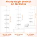 XLHOMO 32-122inch Corner Shower Caddy Tension Pole All White, Rustproof Drill-Free Shower Shelves for Bathroom Bathtub Washbasin, Adjustable Shower Organizer with 4 Tier Patent Shelves & Towel Bars