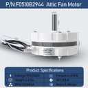 F0510B2944 Attic Fan Motor Compatible with Lomanco Lomancool 2000 & 1800 Series Attic Ventilation Motors, with 2 Sets of Mounting Hardware Replaces F0510B2497 A0416B2059 A0510B2389