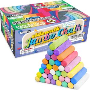 ArtCreativity Jumbo Sidewalk Chalk Set for Kids, Giant Box of 120 Colorful Chalk Pieces, Non-Toxic, Dust-Free, Washable in 10 Colors, For Driveway, Pavement, Outdoors, Great Arts & Crafts