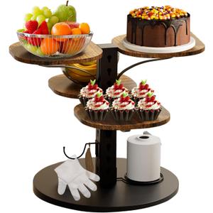 Cupcake Stand, 4 Tier Cupcake Tower Stand for 50 Cupcakes with Tiered Tray, 360 Rotatable Wooden Dessert Table Display Stands for Party Weddings Birthday Baby Shower
