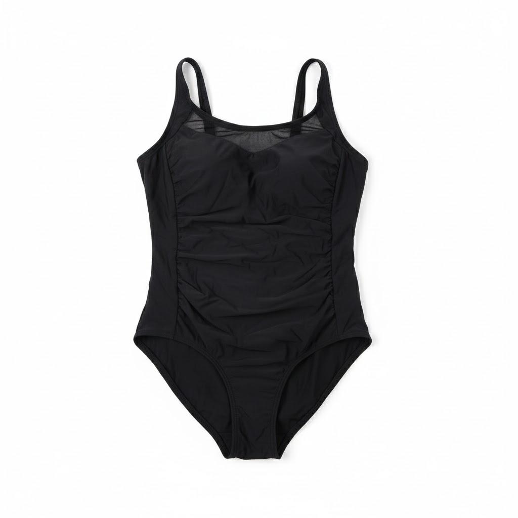 One Piece Swimsuit Ruffled Teen Girl  Black 18W