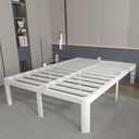 14 Inch Queen Bed Frame, White Bed Frame Queen Size with Metal Baffles, No Box Spring Needed, Heavy Duty Steel Platform Suppot, Round Corner Design, Reserved Holes, Noiseless, Storage Space