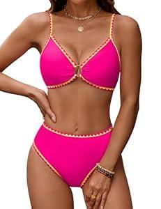 Blooming Jelly Womens Bikini  Two Piece Swimsuit O Ring Stitched Bathing Suit 2026 (X-Large)