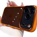 Designed for iPhone 17 Case,Hard PC Frame Slim,No Yellowing Translucent,Plated Colorful Camera,Anti-Scratch Bumper Military Grade Drop Protection Shockproof Cover,Orange
