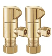 Angle Stop Valve 1/2" Nominal (5/8'' OD) Comp x 3/8'' OD Comp 1/4 Turn Chrome Brass Angle Valve Water Shut Off Valve Faucet Valve (2 Pack) (Gold)