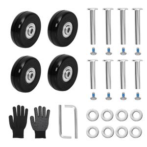 40mm x 17mm Set of 4 Luggage Suitcase Replacement Wheels Rubber Suitcase Wheels Replacement Swivel Caster Wheels Bearings Repair Kits Axles 30mm&35mm