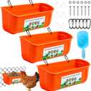 3 Pack Chicken Feeder, Duck Feeder Supplies, Hanging Fence Feed Trough with Clips for Goat, Sheeple, Piglet, Gooses, Turkeys, Dog Livestock Poultry, 8 Quarts in Total, Feed Scoop Included, Orange
