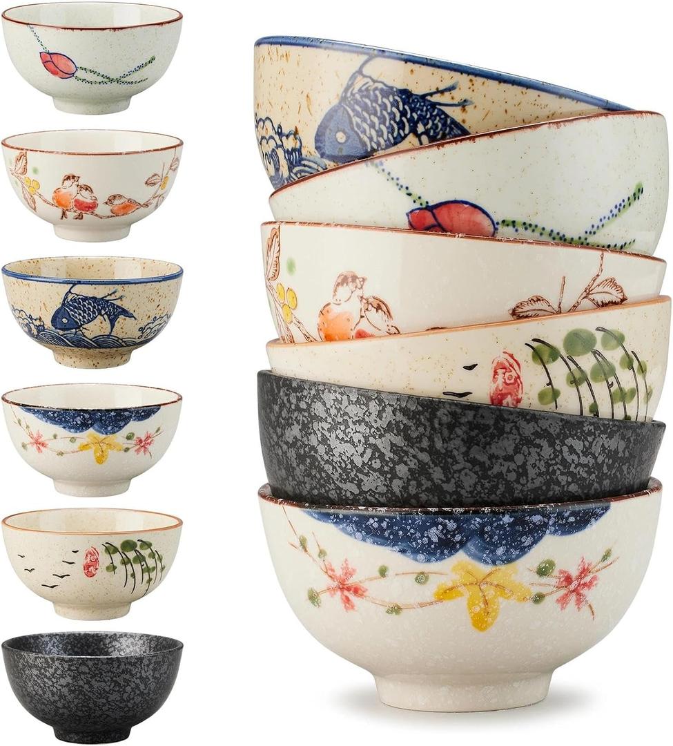 Cereal Bowls Set of 610 Oz Ceramic Soup Bowls,4.5 inch Color Kitchen Bowl for Cereal, Salad, Soup, Dessert, or Snacks (6-piece set)