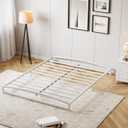 Low Bed Frame Full Size, 6 Inch Heavy Duty Metal Platform Full Bed Frame Low Profile, Mattress Foundation, No Box Spring Needed, Noise-Free, Non-Slip, Easy Assembly, White (6 Inch White)
