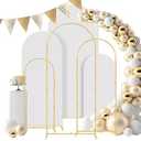 Gawicpy Wedding Arch Backdrop Stand Set Metal Arch Backdrop Stand with Wedding Arch Cover, Wedding Balloon Arch Backdrop Stand for Birthday, Baby Shower, Anniversary (White, 5.9FT+6.6FT+7.2FT)