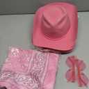 Coume 9 Pcs Pink Cowgirl Cowboy Western Hat with Crown Princess Sequin Bachelorette Party supplies Heart Glasses Paisley Bandanna for Western Rodeo Party Halloween Christmas Cosplay