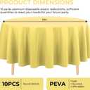 10 Pack Premium Disposable Plastic Tablecloth 84" Round Table Cover for Birthdays Weddings Christmas Anniversary Buffet Table (Light Yellow)